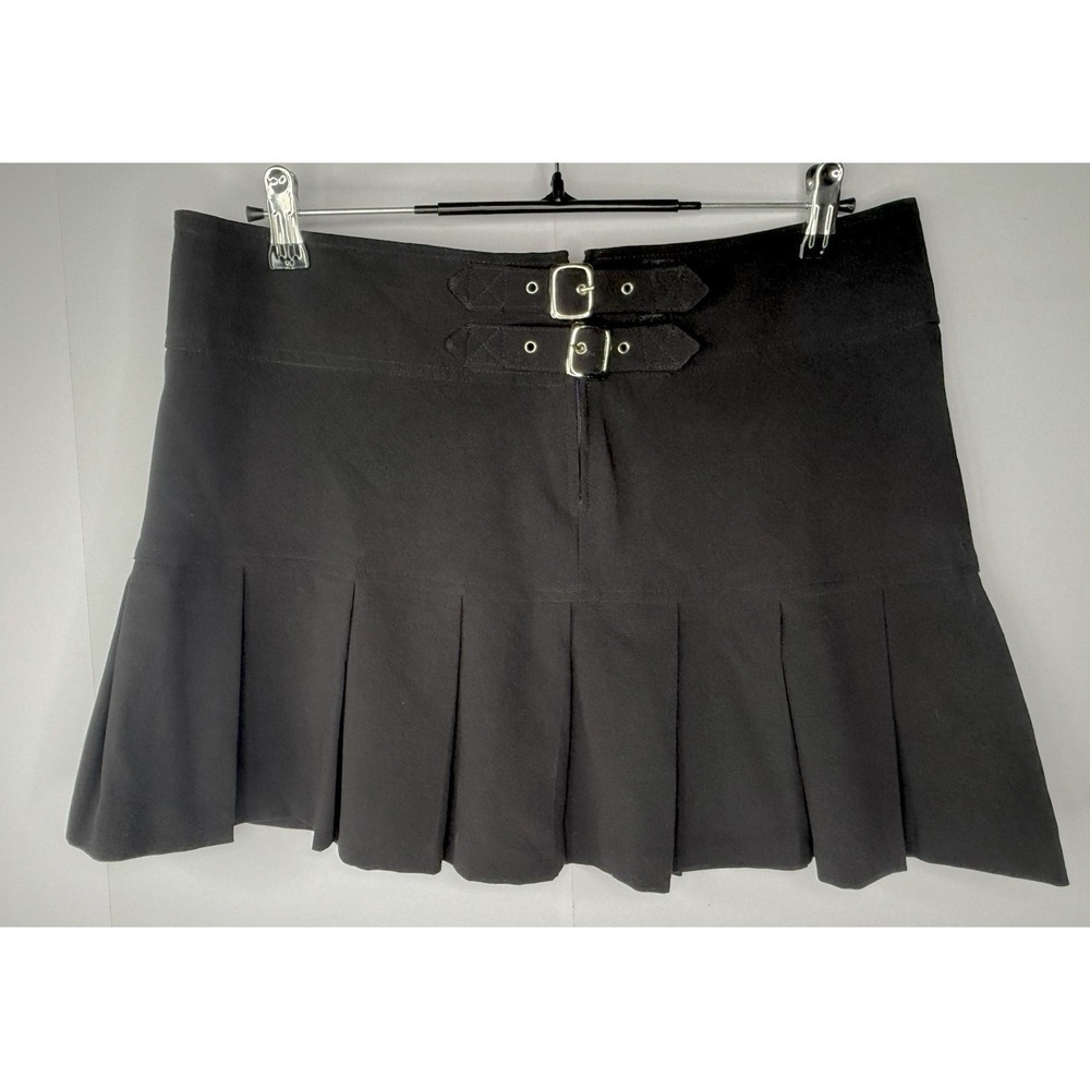 No Boundaries Black Micro Mini Skirt Pleated Sz 11 Y2K Goth Grunge Skater Emo